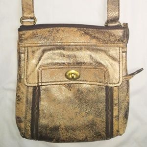 FOSSIL - Long Live Vintage Gold Distressed Crossbody Bag